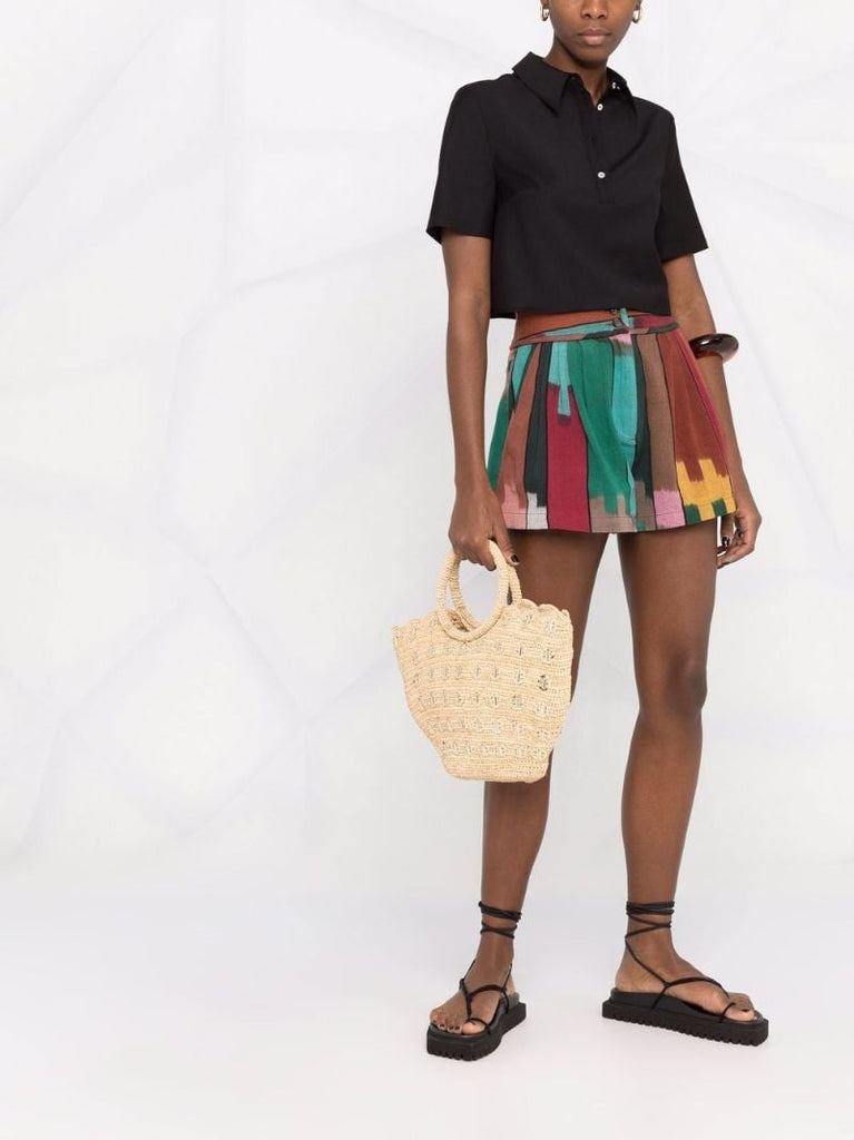 Neutral Chain-link Woven Straw Bag