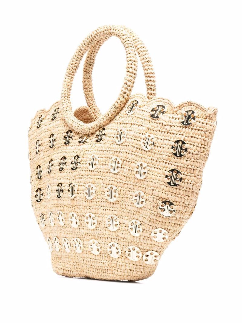 Neutral Chain-link Woven Straw Bag
