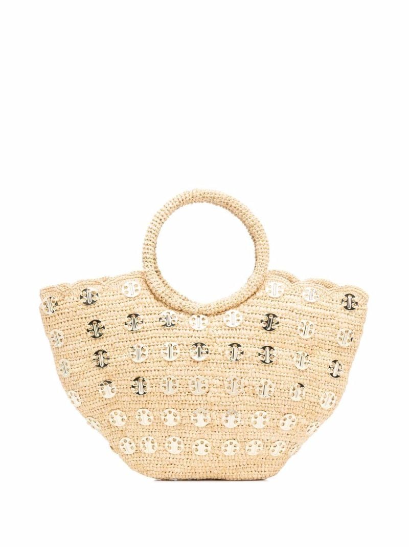 Neutral Chain-link Woven Straw Bag