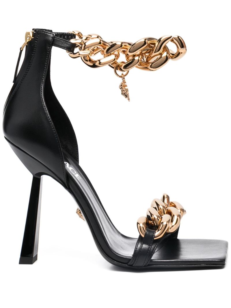 Black Medusa Chain 120 Leather Sandals
