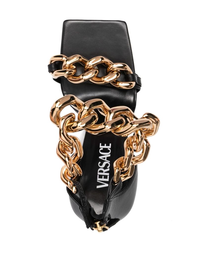 Black Medusa Chain 120 Leather Sandals