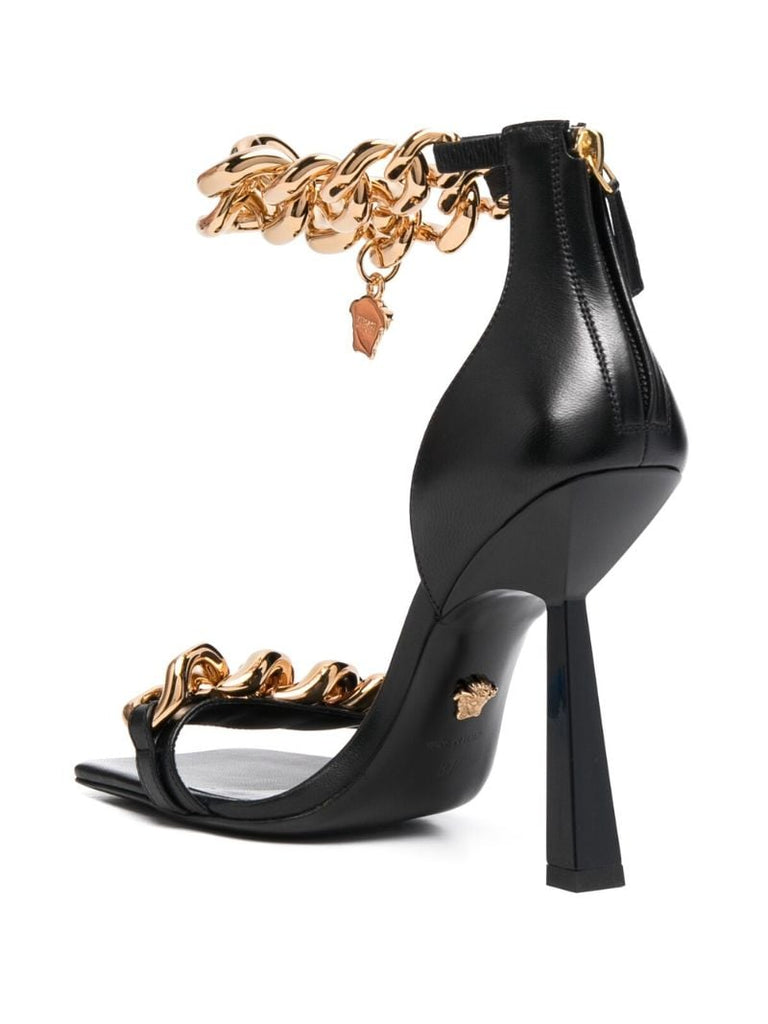 Black Medusa Chain 120 Leather Sandals