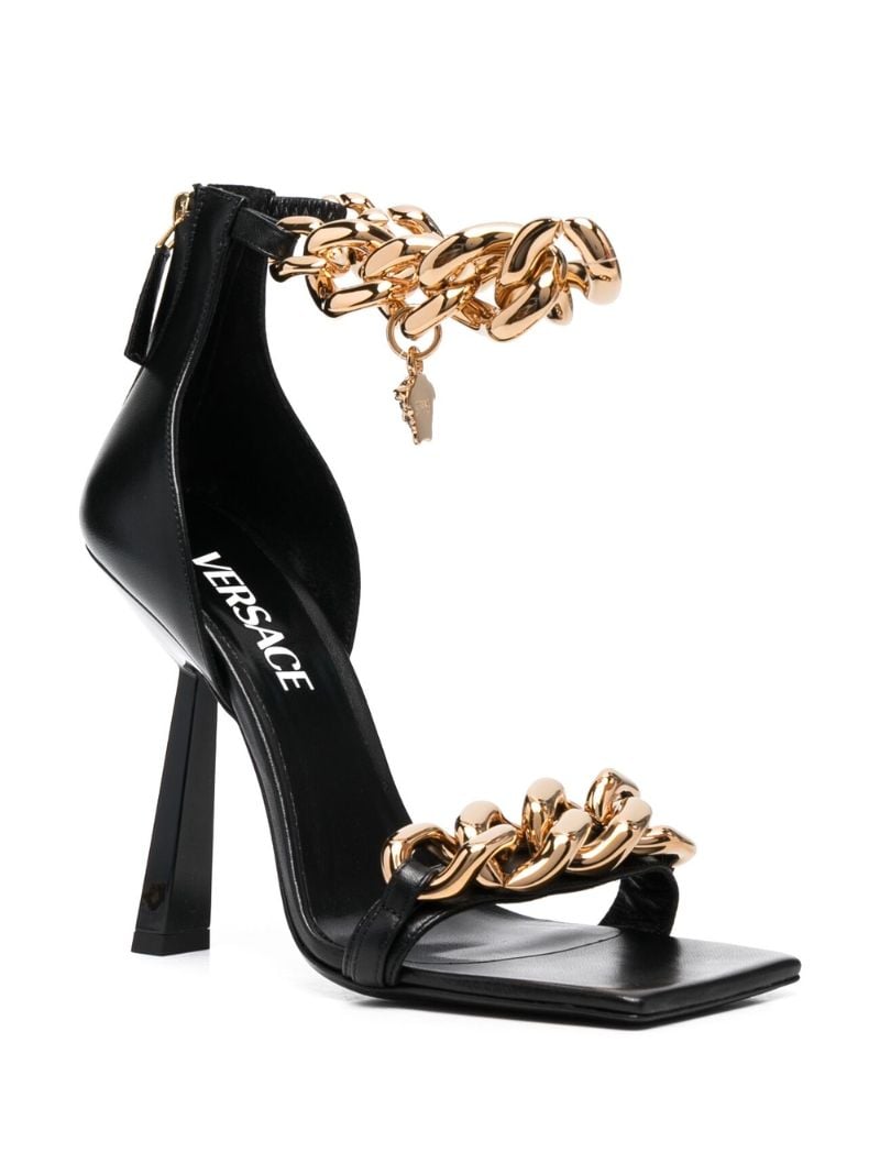 Black Medusa Chain 120 Leather Sandals