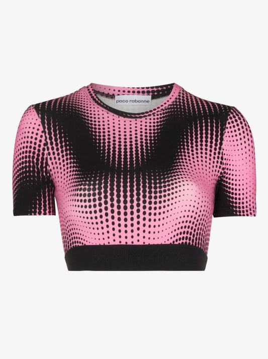 Graphic-print Cropped Fitted T-shirt