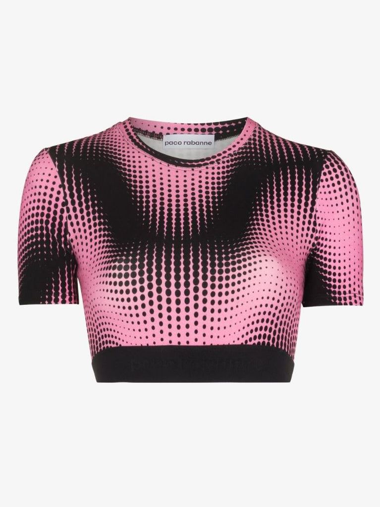 Graphic-print Cropped Fitted T-shirt