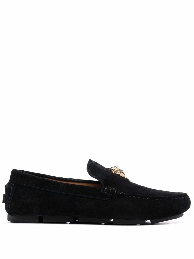Black Medusa Suede Loafers
