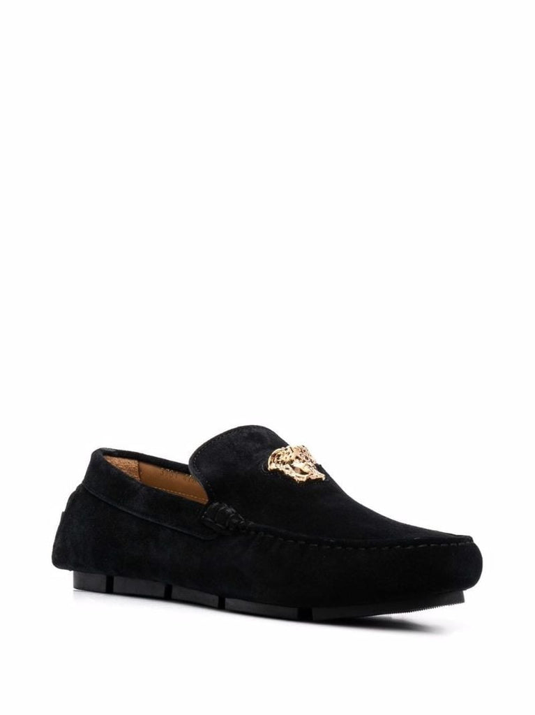 Black Medusa Suede Loafers