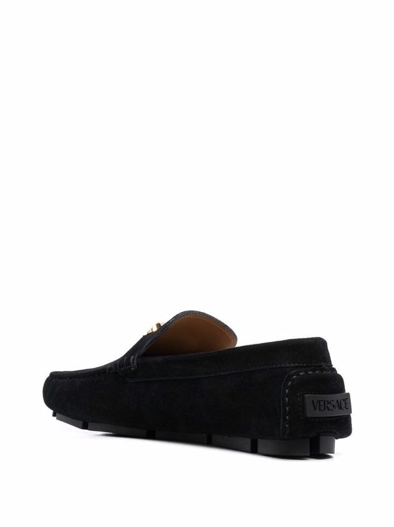 Black Medusa Suede Loafers