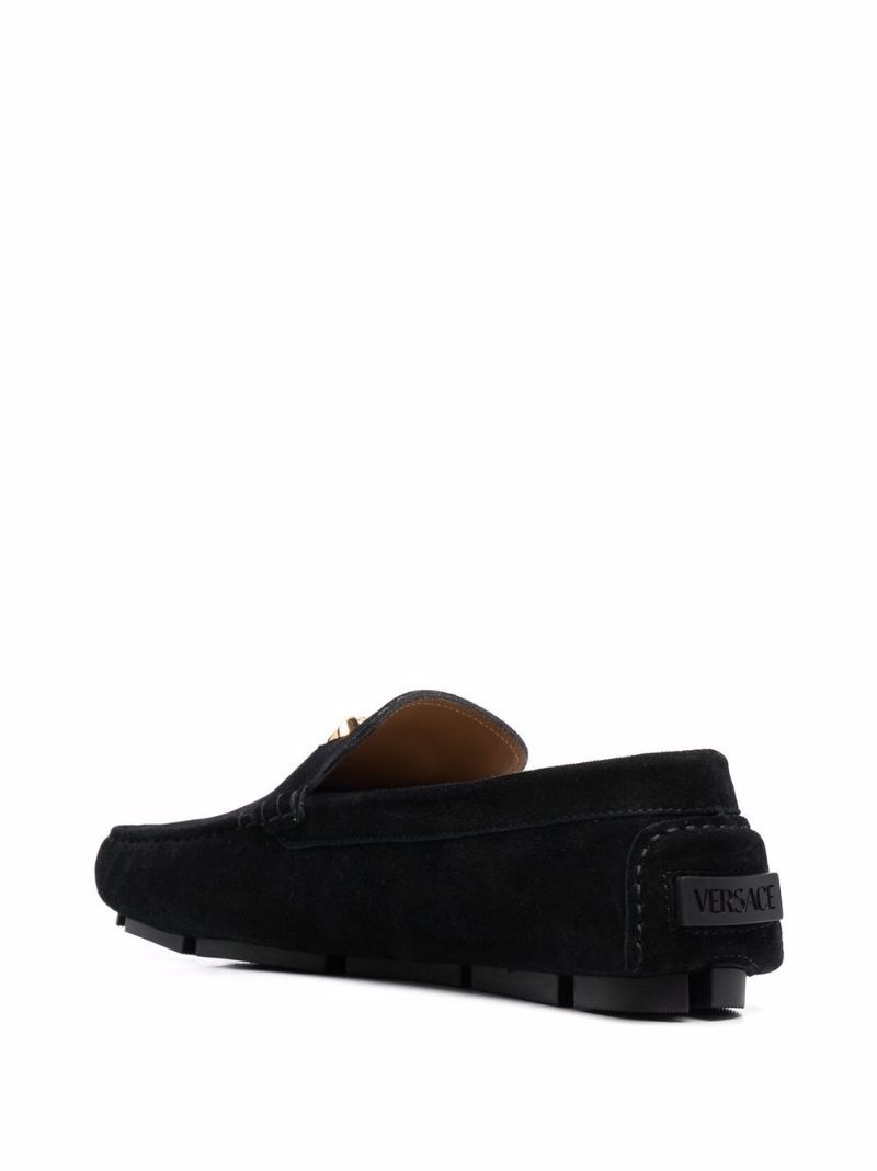 Black Medusa Suede Loafers