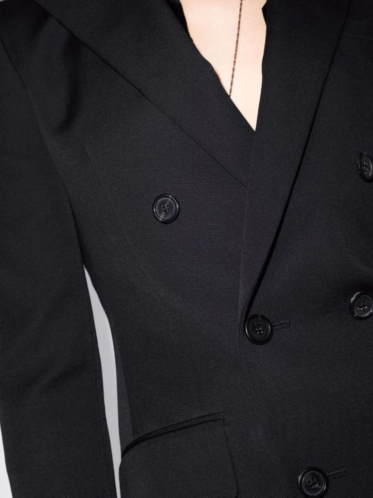Black Double-breasted Wool Blazer