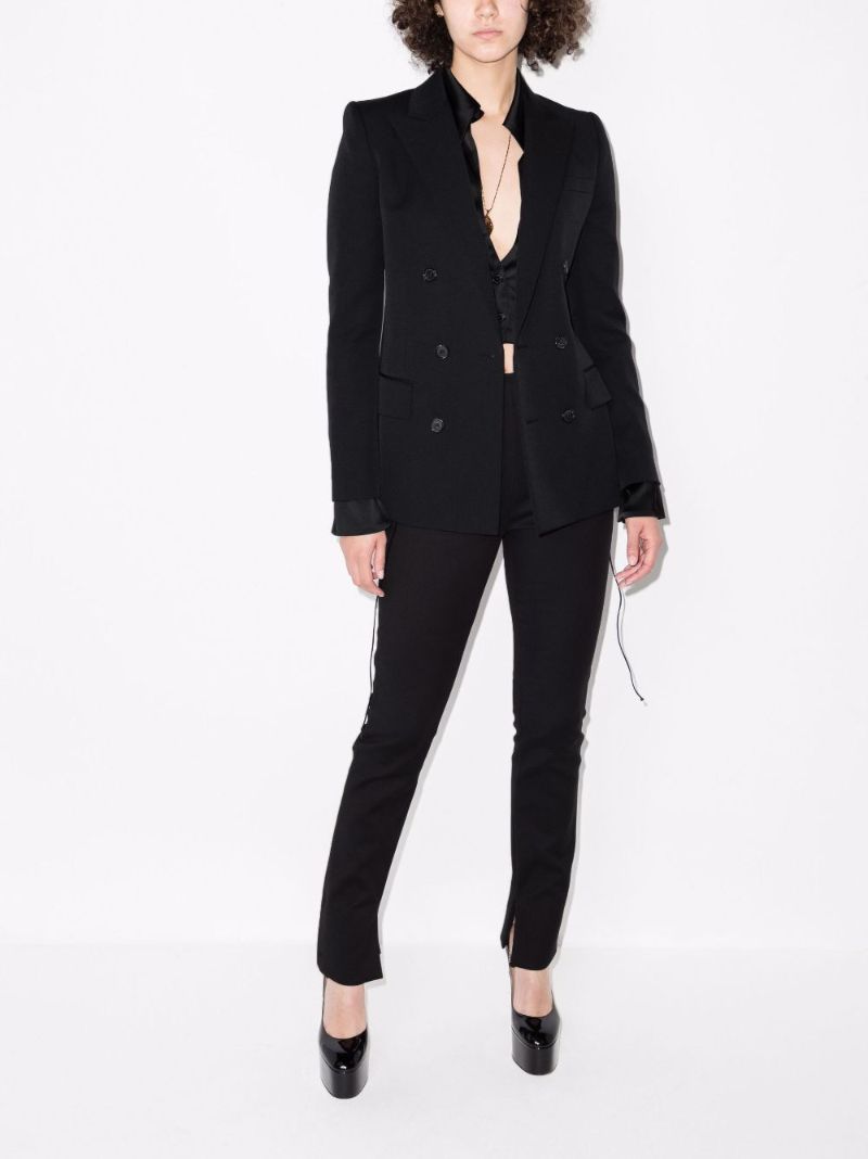 Black Double-breasted Wool Blazer