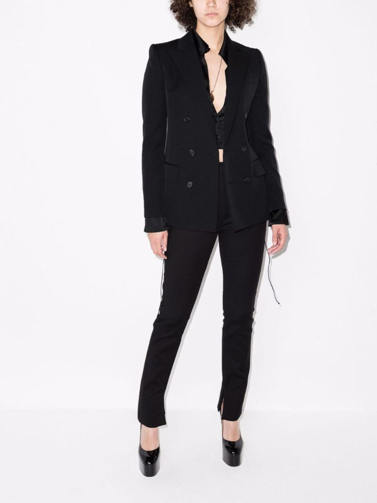Black Double-breasted Wool Blazer