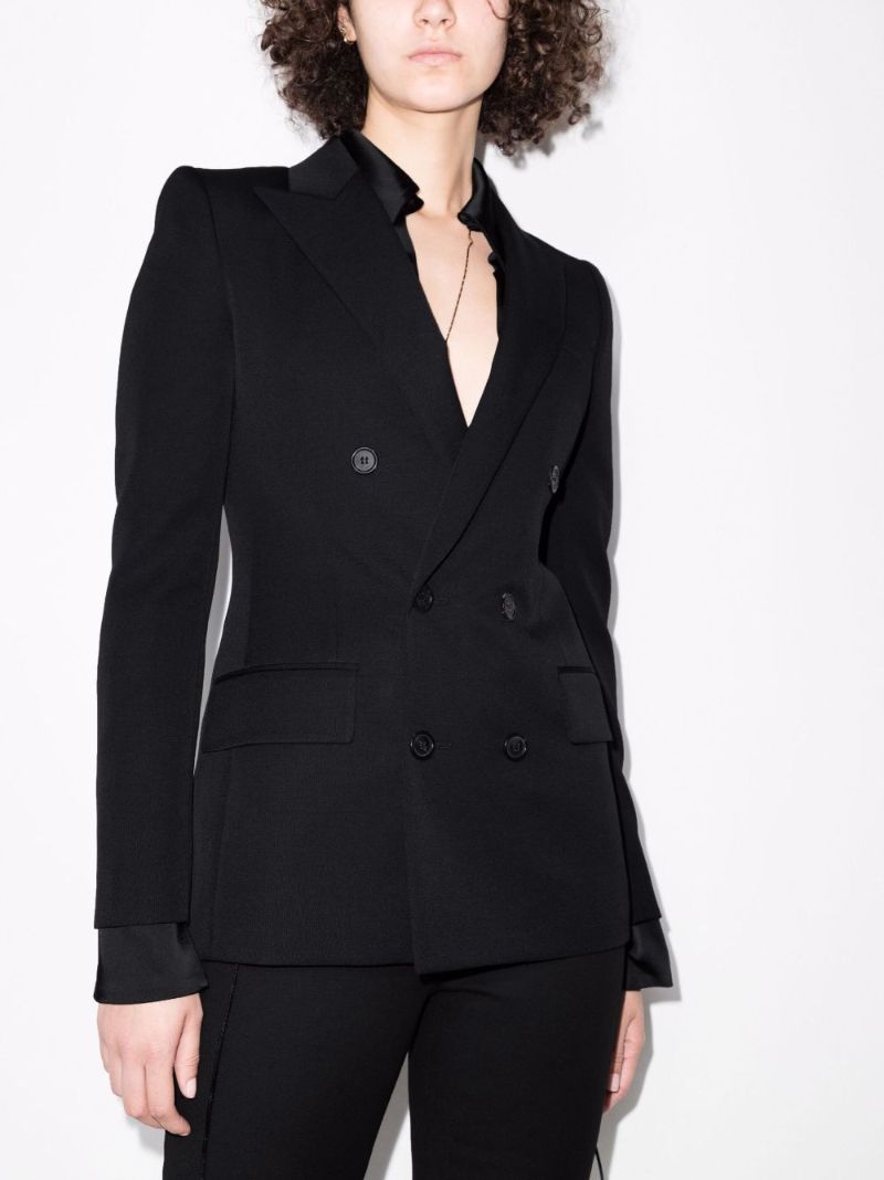 Black Double-breasted Wool Blazer
