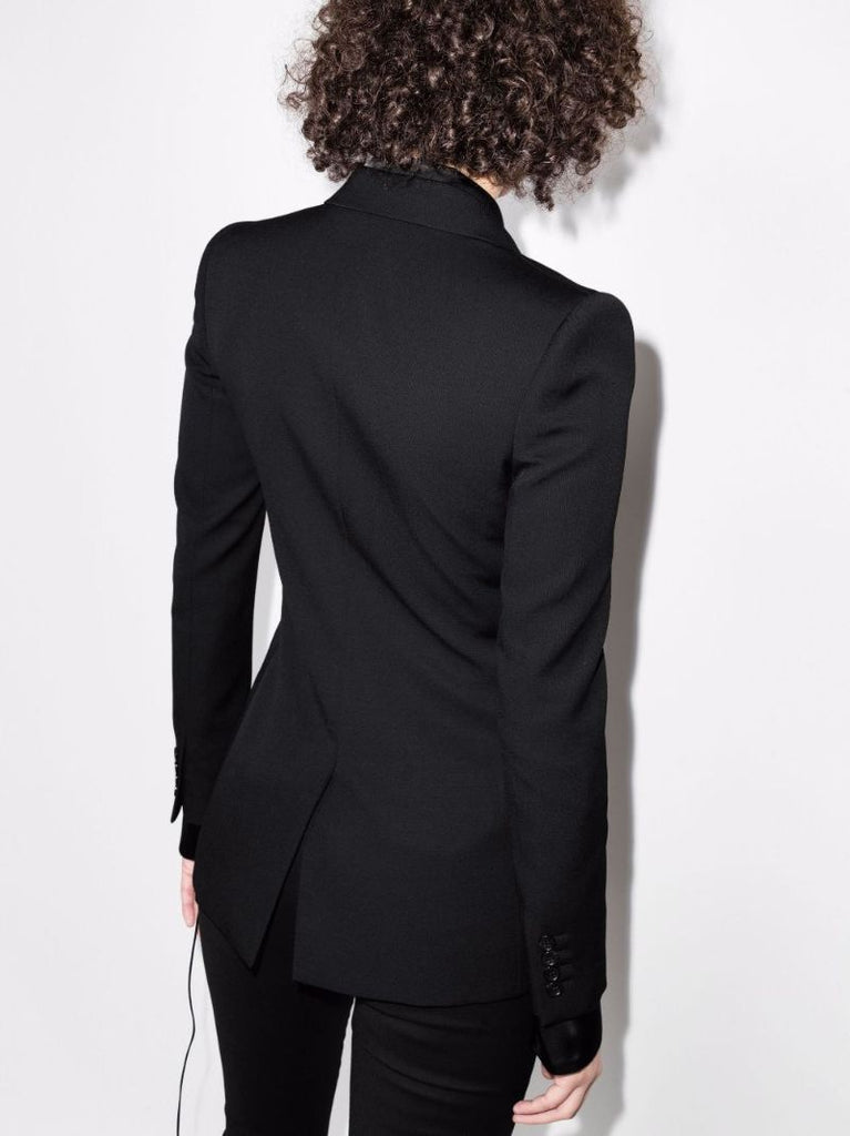 Black Double-breasted Wool Blazer