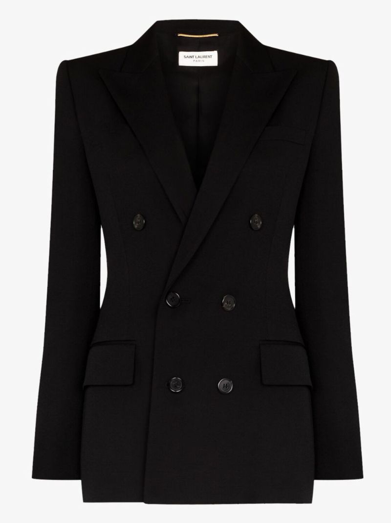 Black Double-breasted Wool Blazer