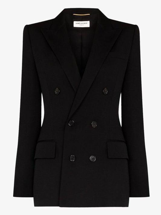 Black Double-breasted Wool Blazer