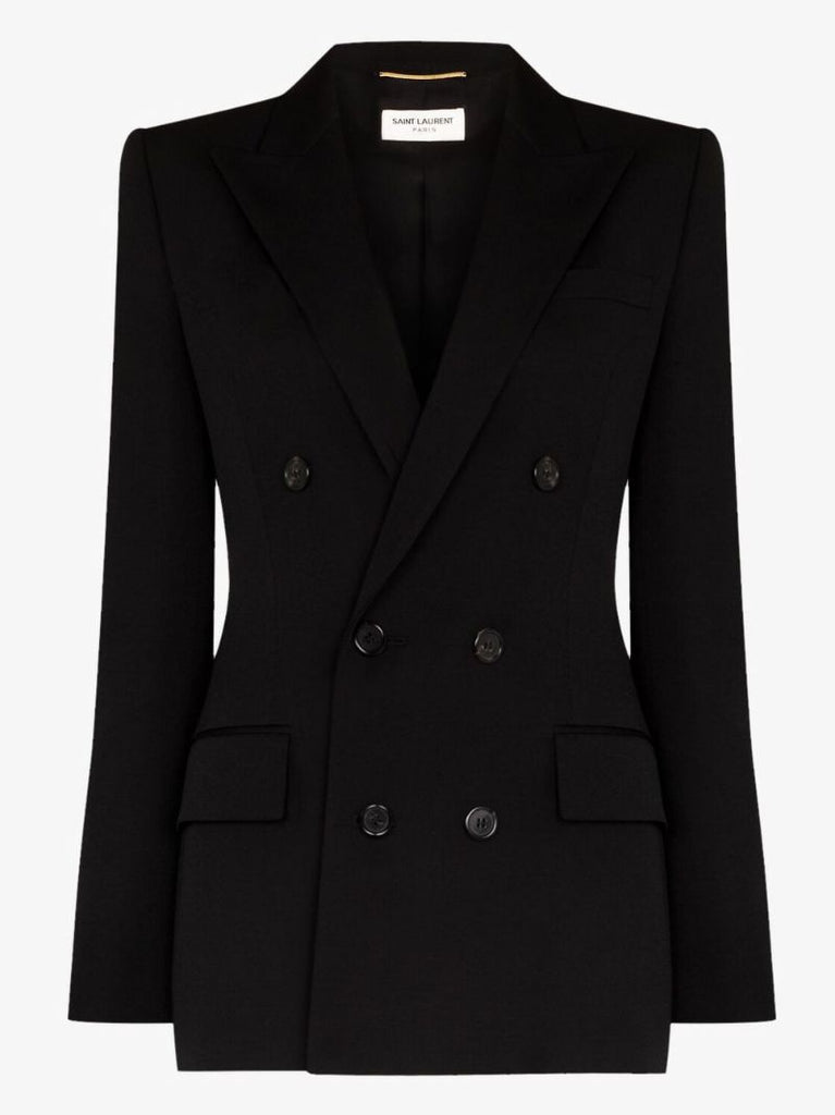 Black Double-breasted Wool Blazer
