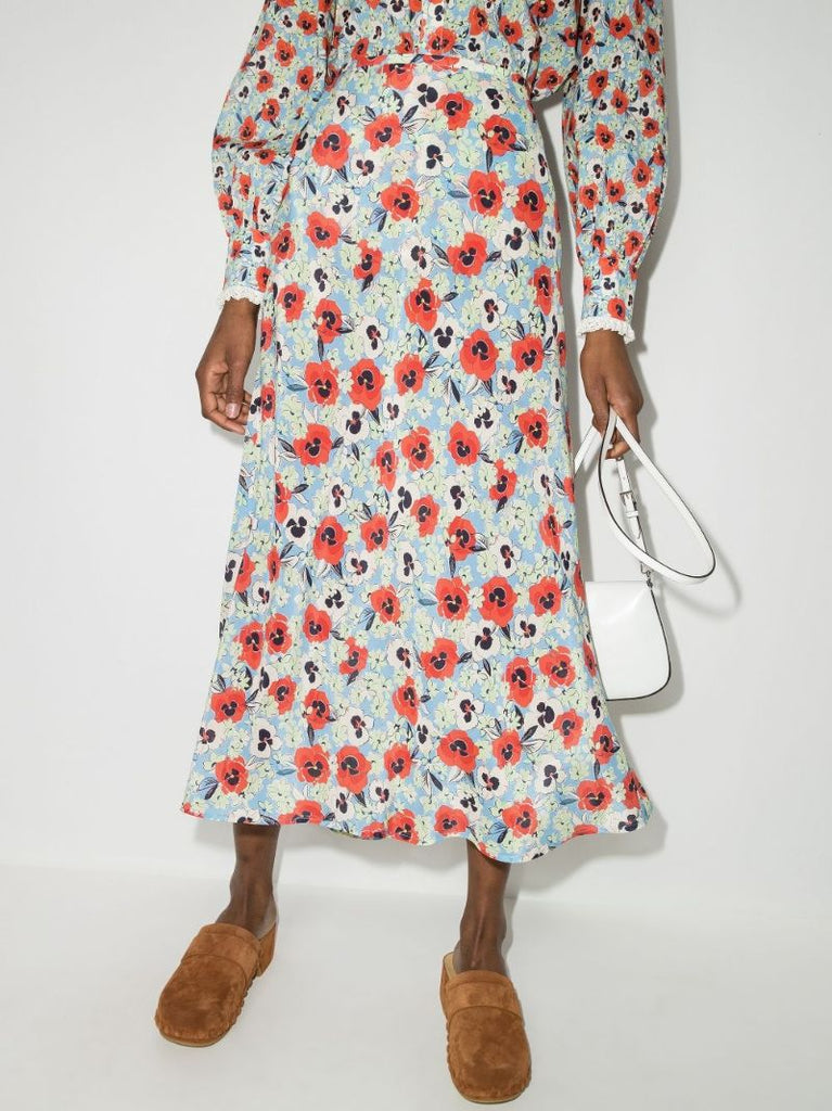 Kelly Floral Silk Skirt
