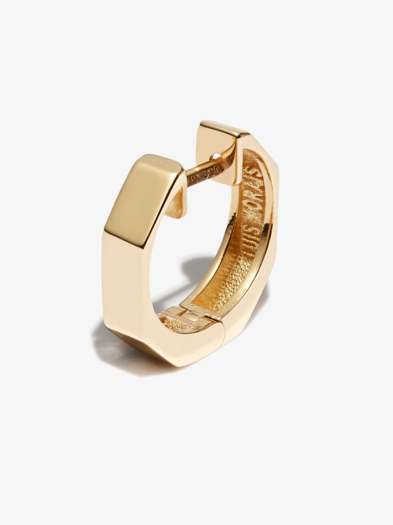 14k Yellow Gold Geo Huggie Earring