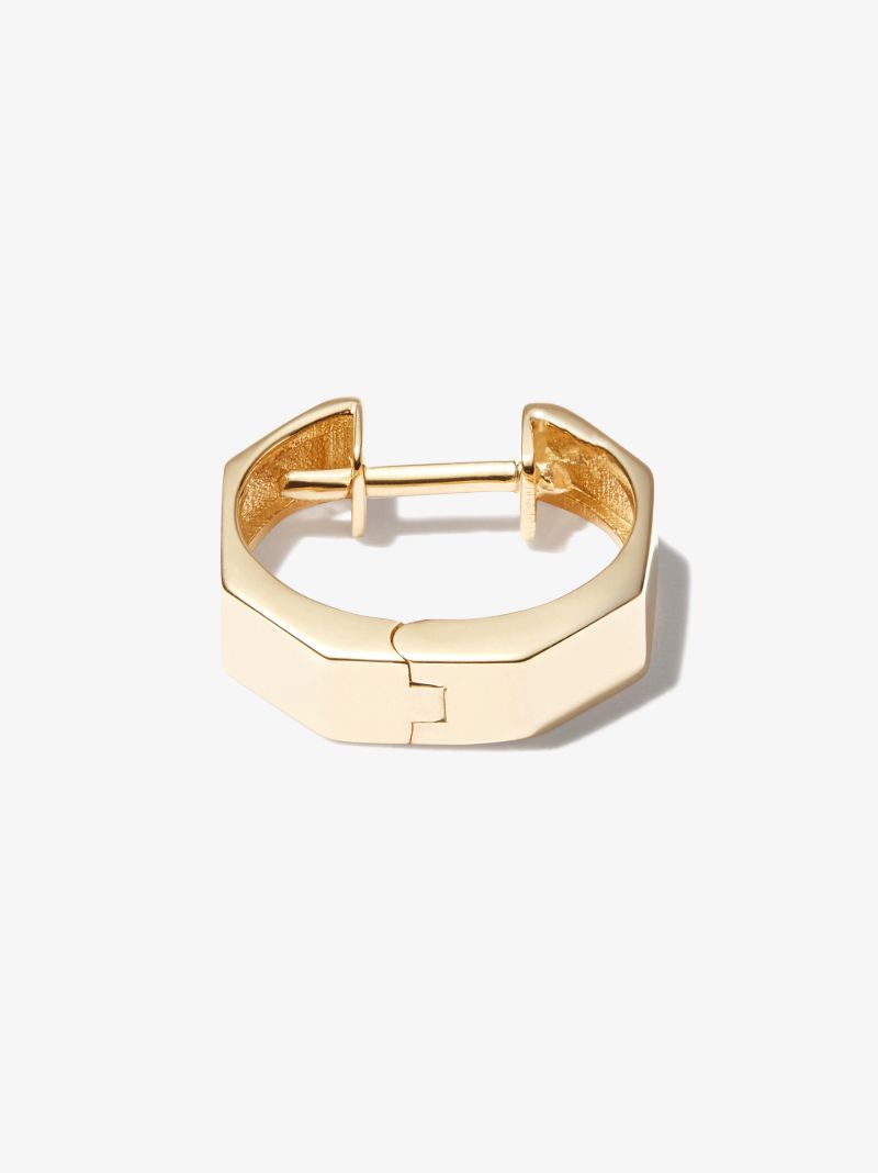 14k Yellow Gold Geo Huggie Earring