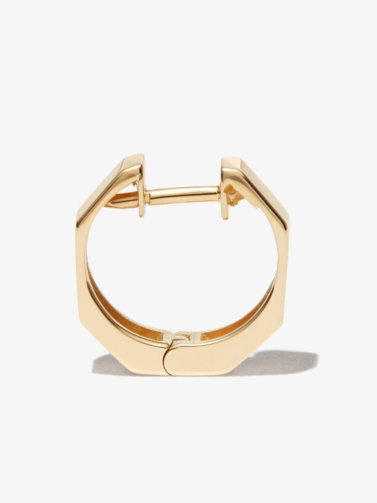 14k Yellow Gold Geo Huggie Earring