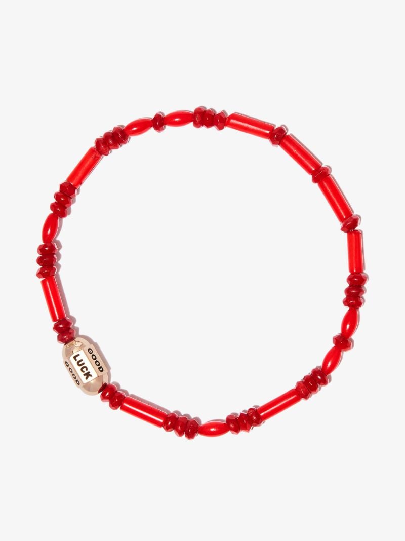 14k Yellow Gold Good Luck Beaded Bracelet