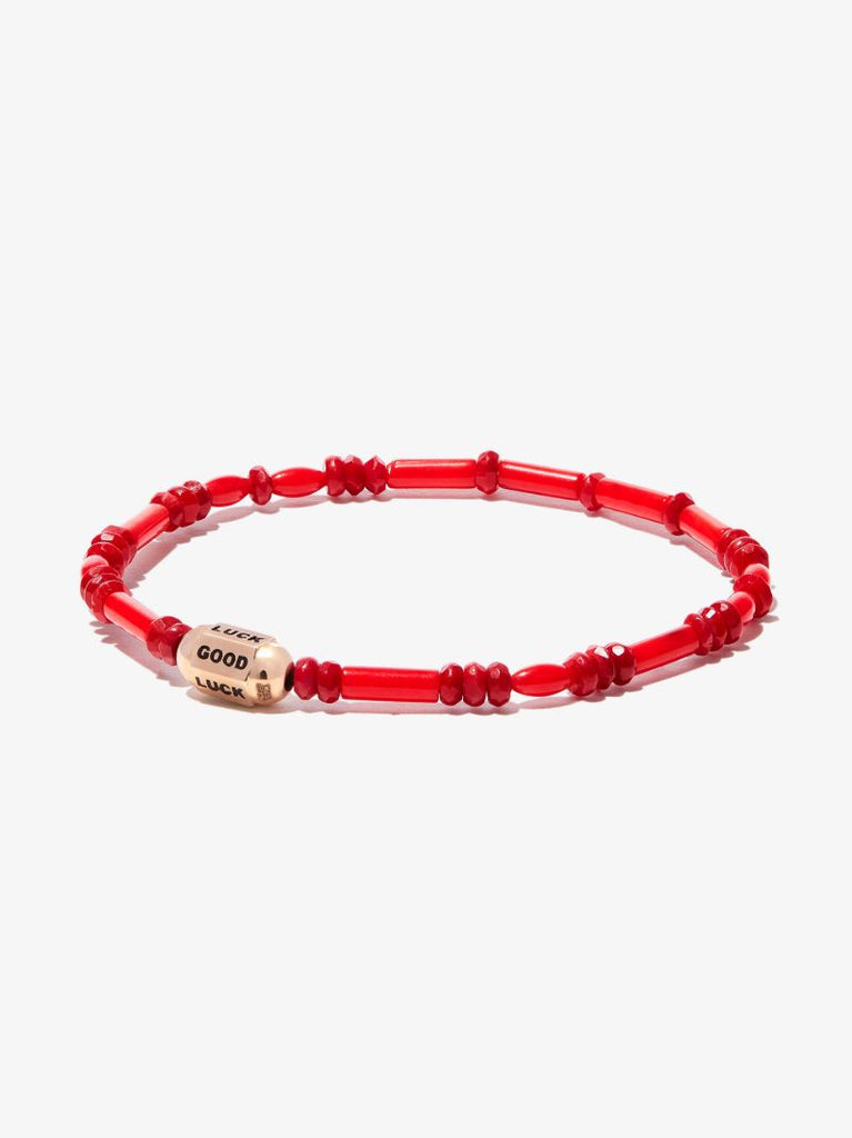 14k Yellow Gold Good Luck Beaded Bracelet