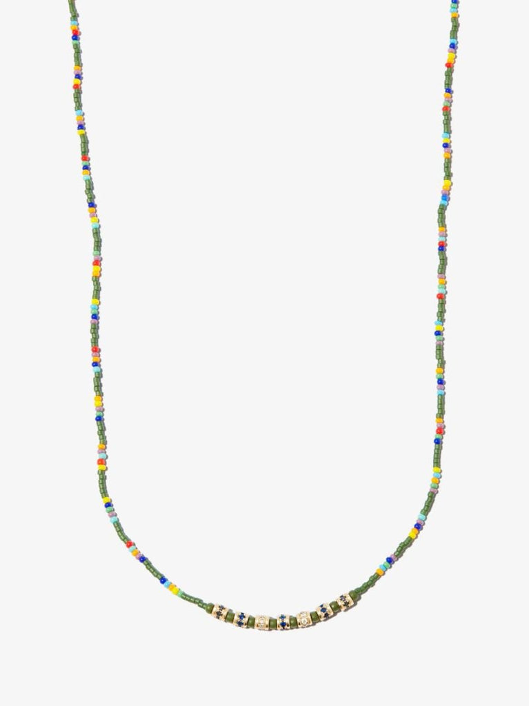 14k Yellow Gold Beaded Diamond Necklace