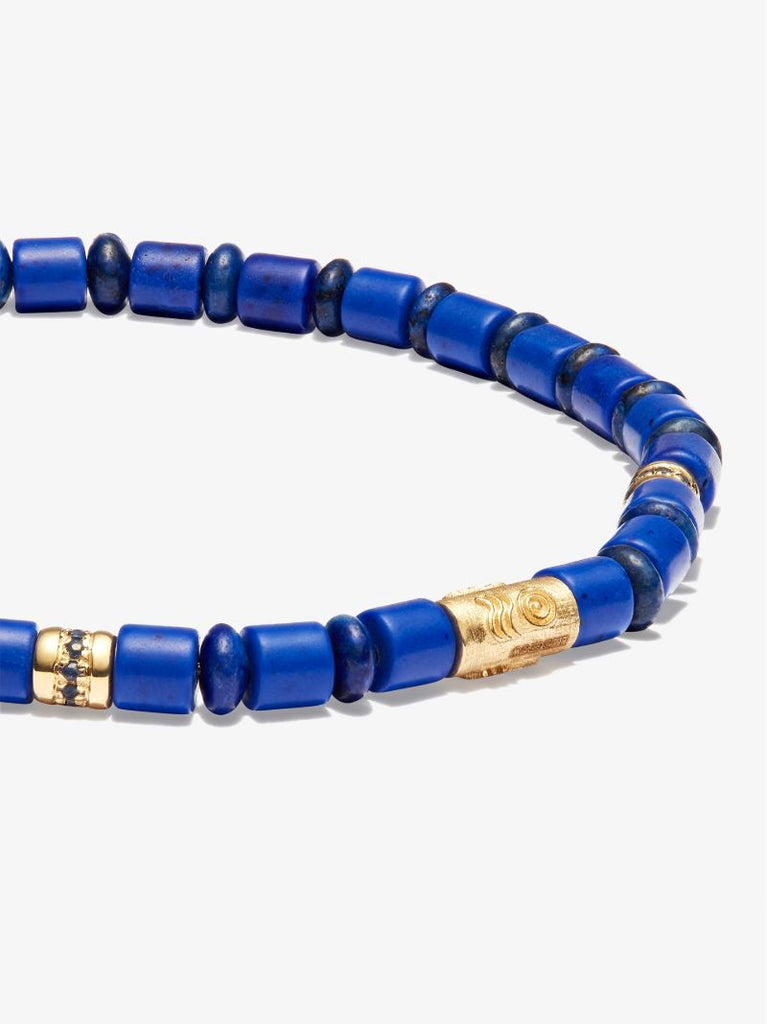 14k Yellow Gold Pineal Cylinder Beaded Sapphire Bracelet