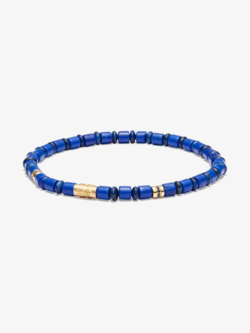 14k Yellow Gold Pineal Cylinder Beaded Sapphire Bracelet