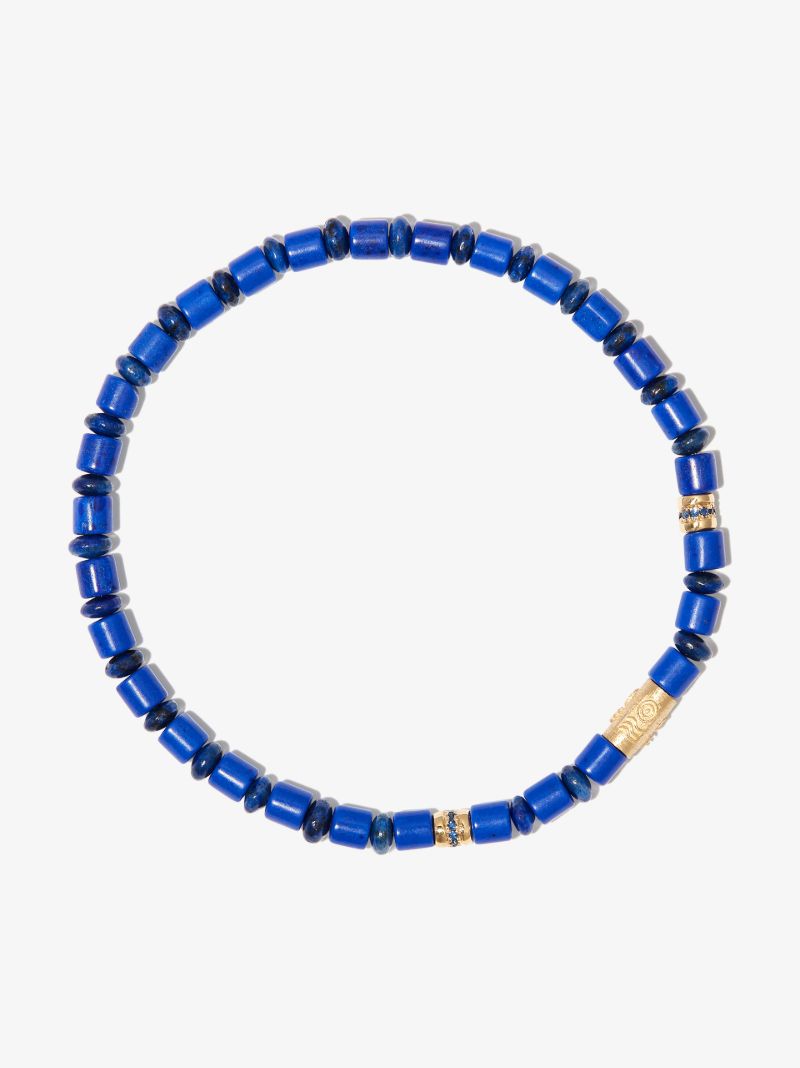 14k Yellow Gold Pineal Cylinder Beaded Sapphire Bracelet