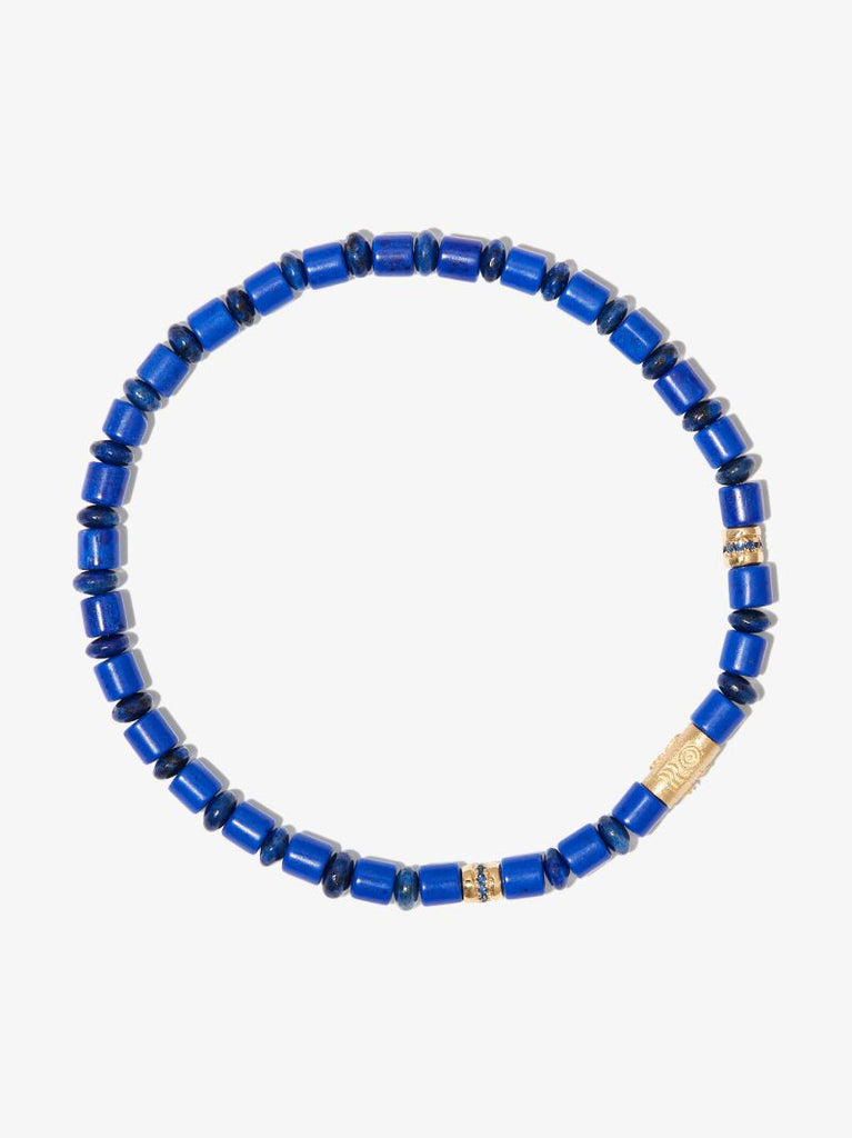 14k Yellow Gold Pineal Cylinder Beaded Sapphire Bracelet