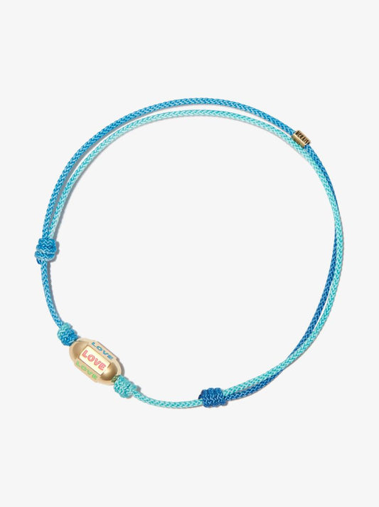 14k Yellow Gold Love Beaded Cord Bracelet
