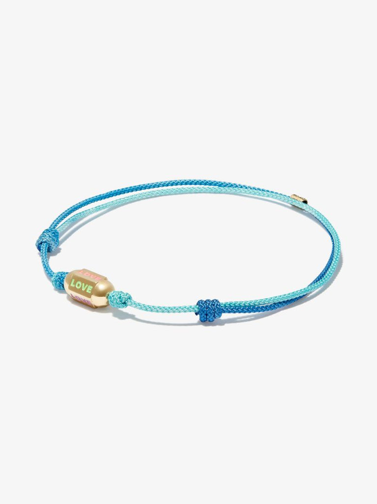 14k Yellow Gold Love Beaded Cord Bracelet