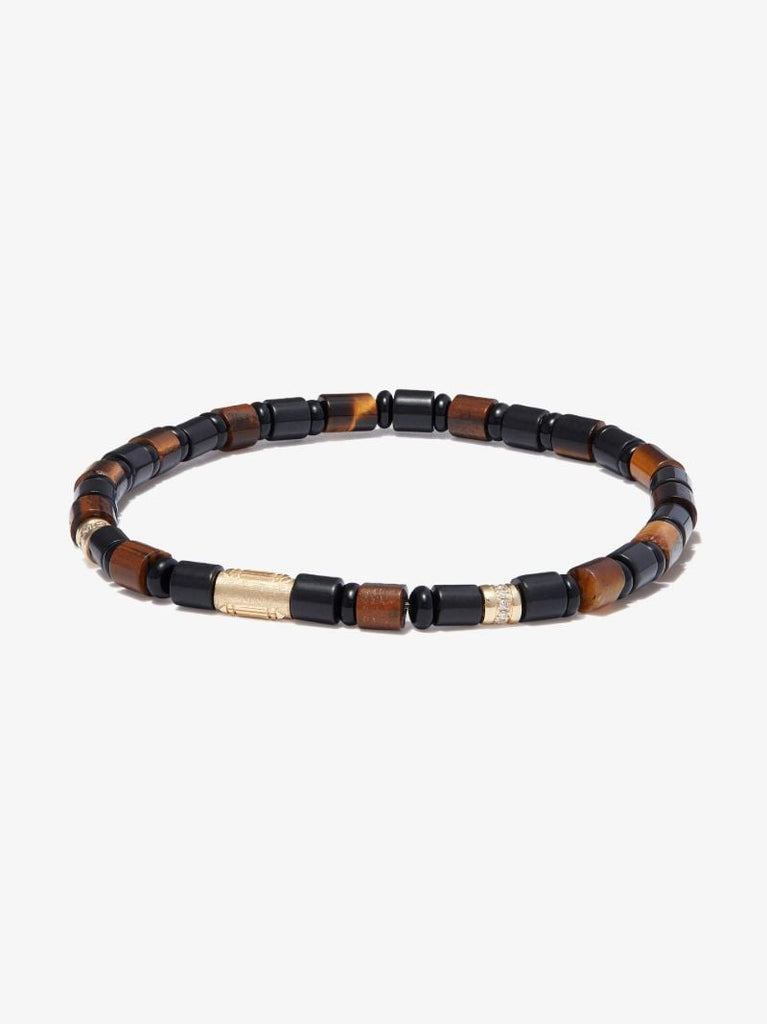 14k Yellow Gold Atlantis Healing Cylinder Beaded Diamond Bracelet
