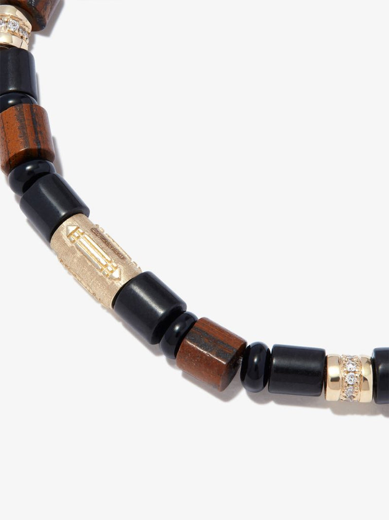 14k Yellow Gold Atlantis Healing Cylinder Beaded Diamond Bracelet