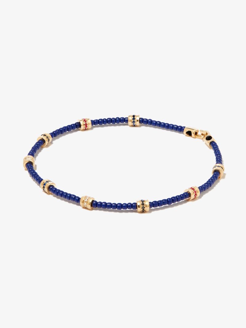 14k Yellow Gold Beaded Diamond Bracelet