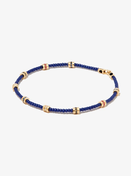14k Yellow Gold Beaded Diamond Bracelet