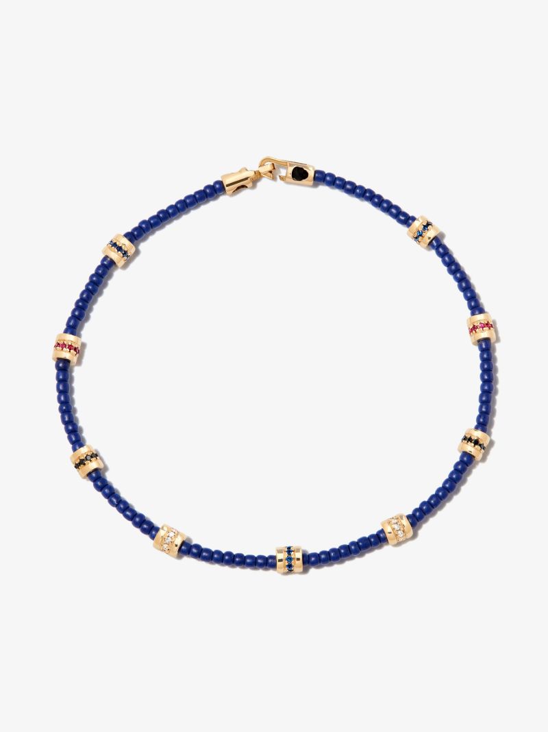 14k Yellow Gold Beaded Diamond Bracelet
