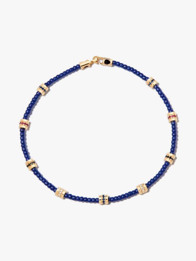 14k Yellow Gold Beaded Diamond Bracelet