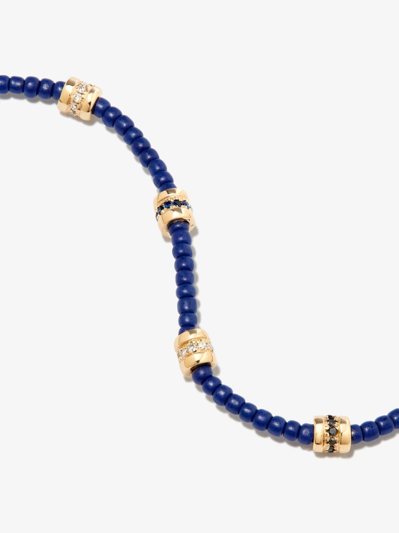 14k Yellow Gold Beaded Diamond Bracelet