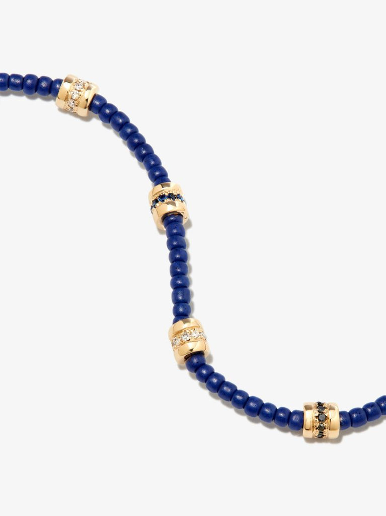 14k Yellow Gold Beaded Diamond Bracelet