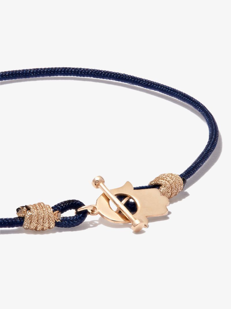 14k Yellow Gold Hamsa Beaded Cord Bracelet