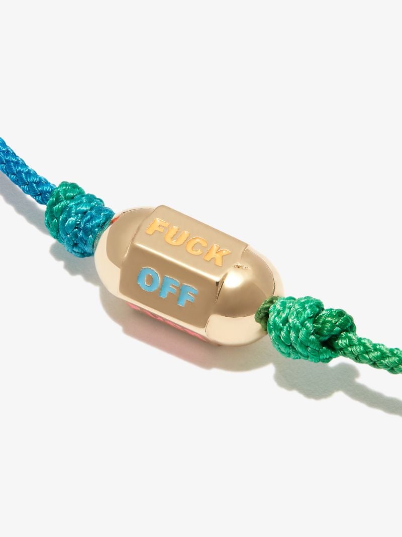 14k Yellow Gold Slogan Beaded Cord Bracelet