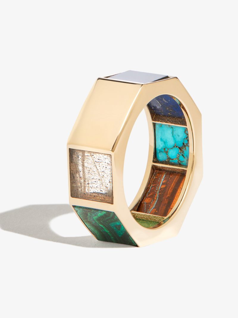 14k Yellow Gold Gemstone Eternity Ring