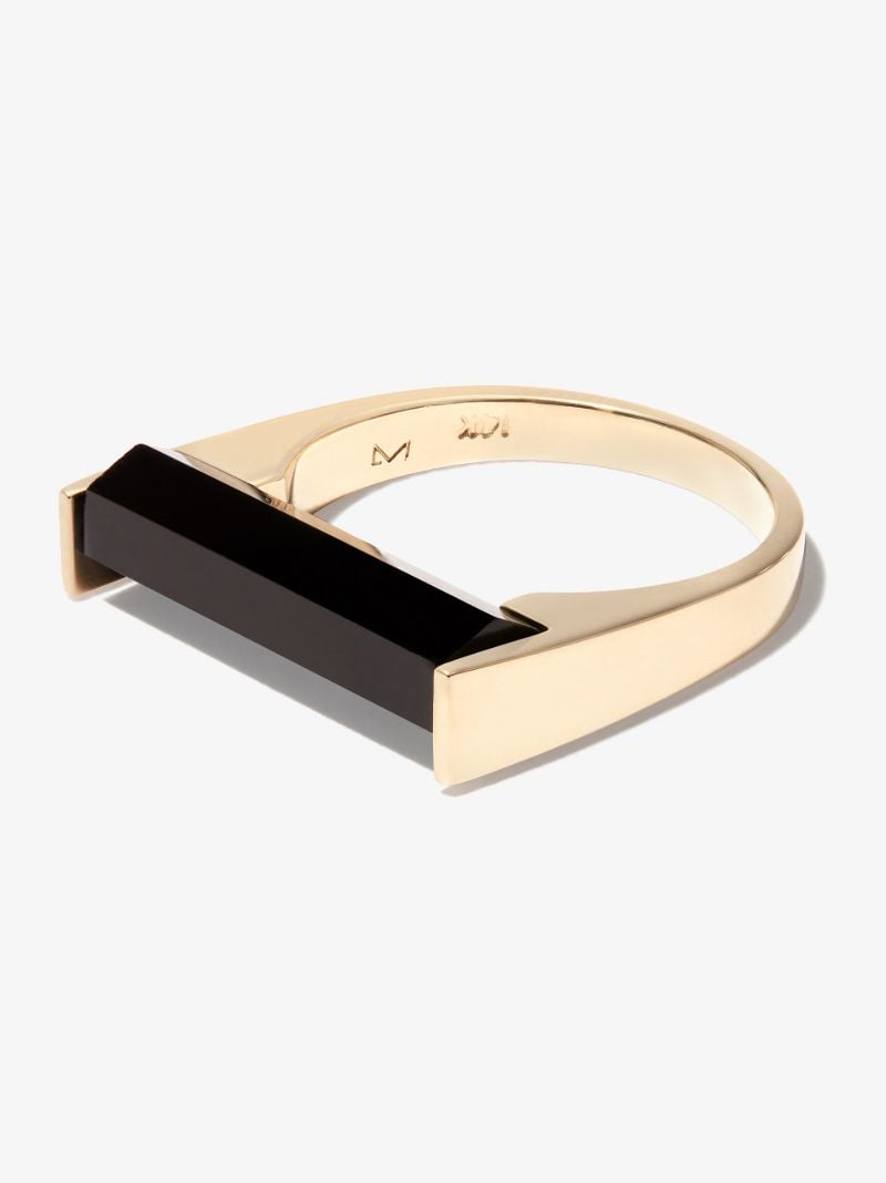 14k Yellow Gold Hexagon Onyx Signet Ring
