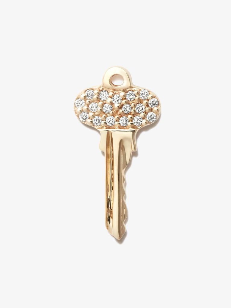 14k Yellow Gold Mini Key Diamond Earring