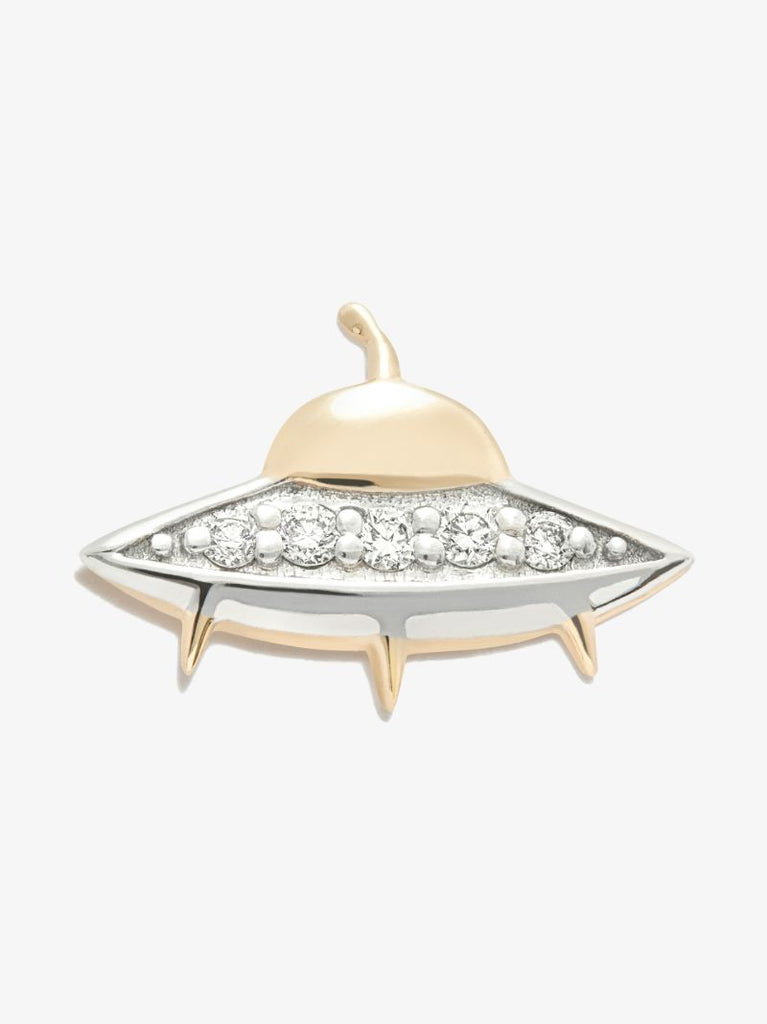 14k Yellow Gold Flying Saucer Stud Earring