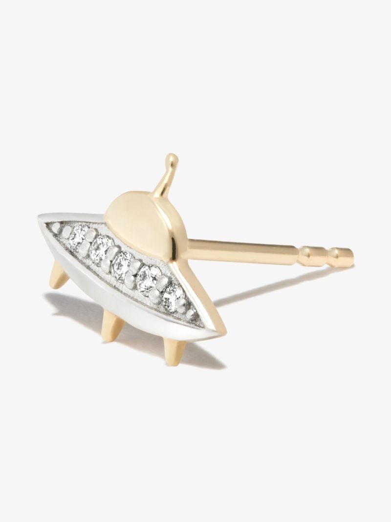 14k Yellow Gold Flying Saucer Stud Earring