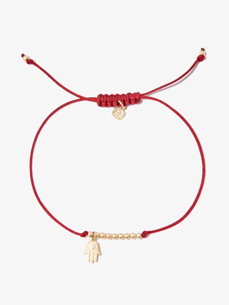 14k Yellow Gold Tiny Hamsa Diamond Bracelet